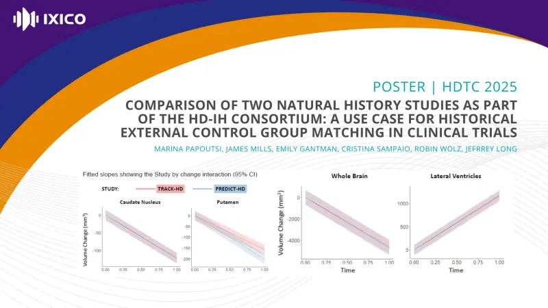 Comparison of two natural history studies as part of the HD IH consortium a use case for historical external control group matching in clinical trial